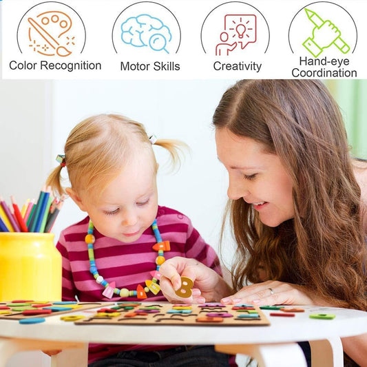 Wooden ABCD Puzzle Board – Kids Learning Toy (Alphabets, Numbers & Shapes)