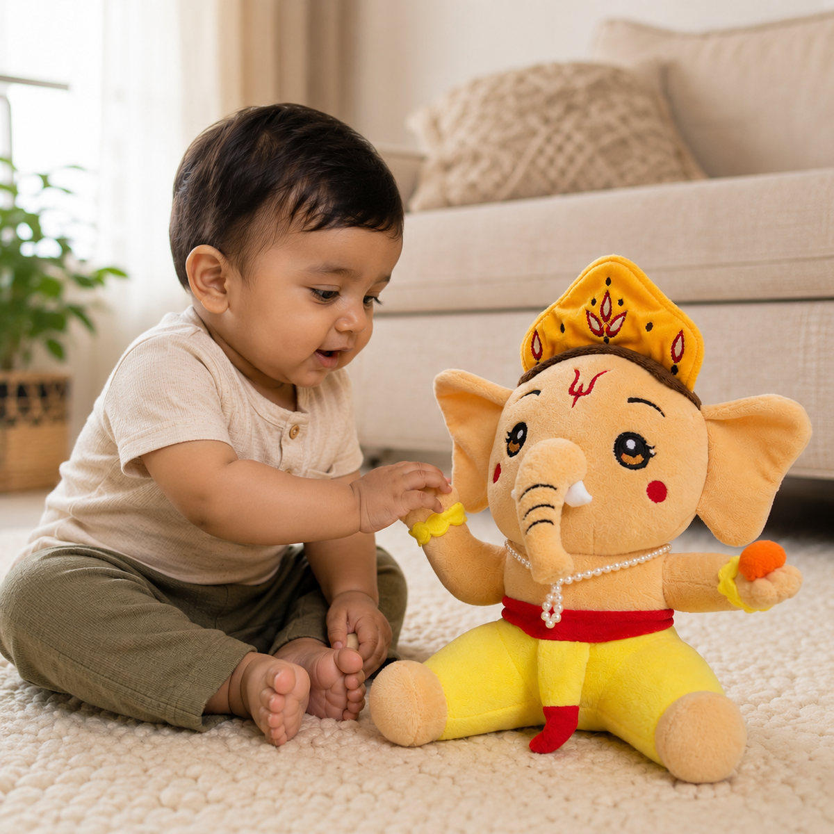 Musical Ganesha Plush Toy – 30 cm