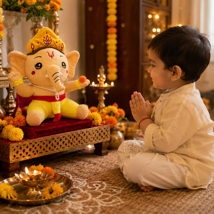 Musical Ganesha Plush Toy – 30 cm