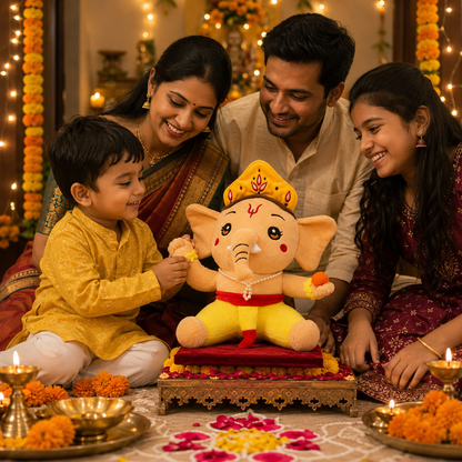 Musical Ganesha Plush Toy – 30 cm